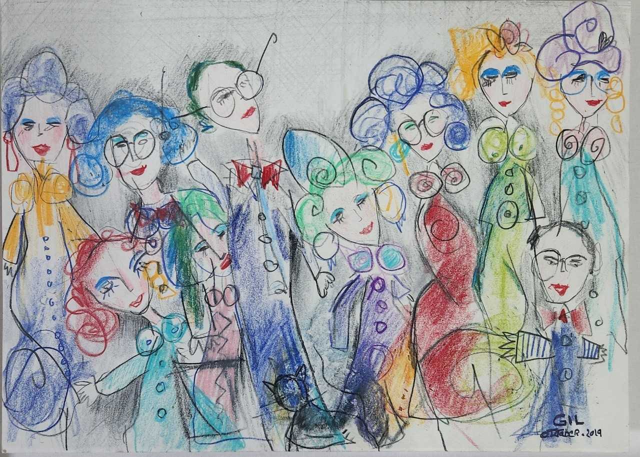 쥘레 게시(Gilles ghersi)  누드 Pen drawing and oil 35cmx25cm  2019  5호 150만원